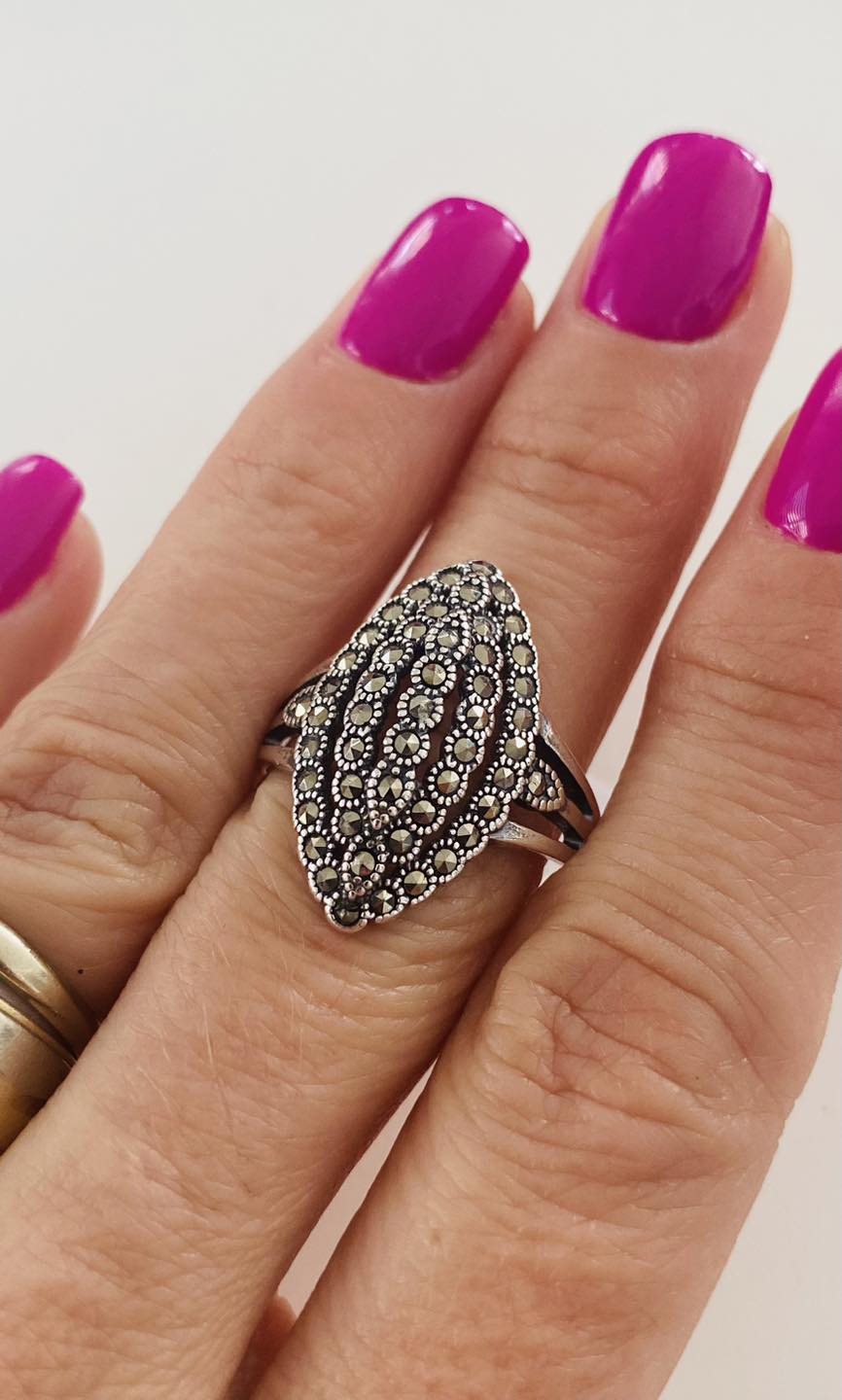 Inel "Eterna Eleganță" din Argint 925 cu Marcasite Naturale – Mărimea 22