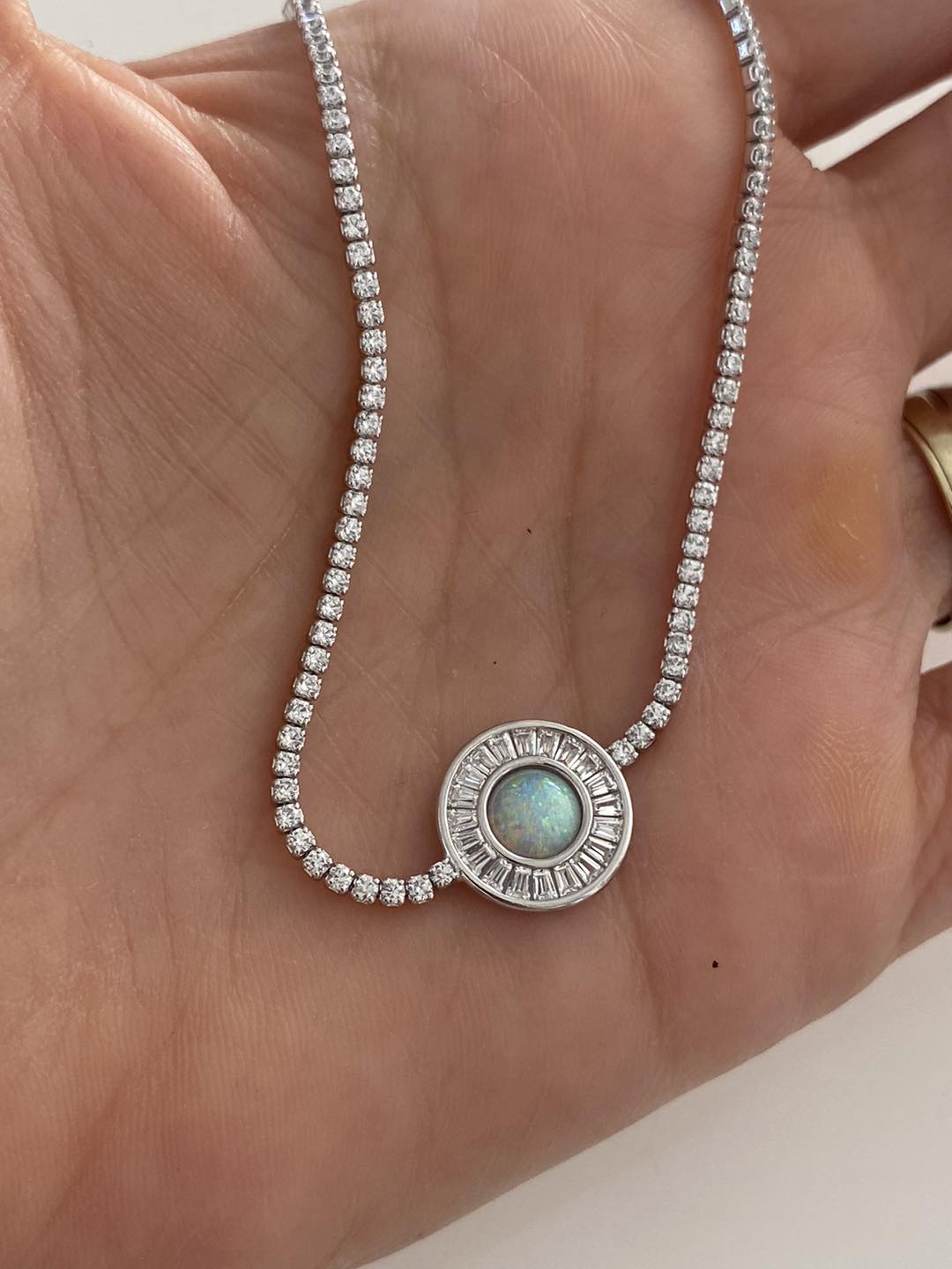 Brățară Tenis din Argint 925 cu Opal Opalite și Zirconii – Reglabilă 17+4 cm. BD357
