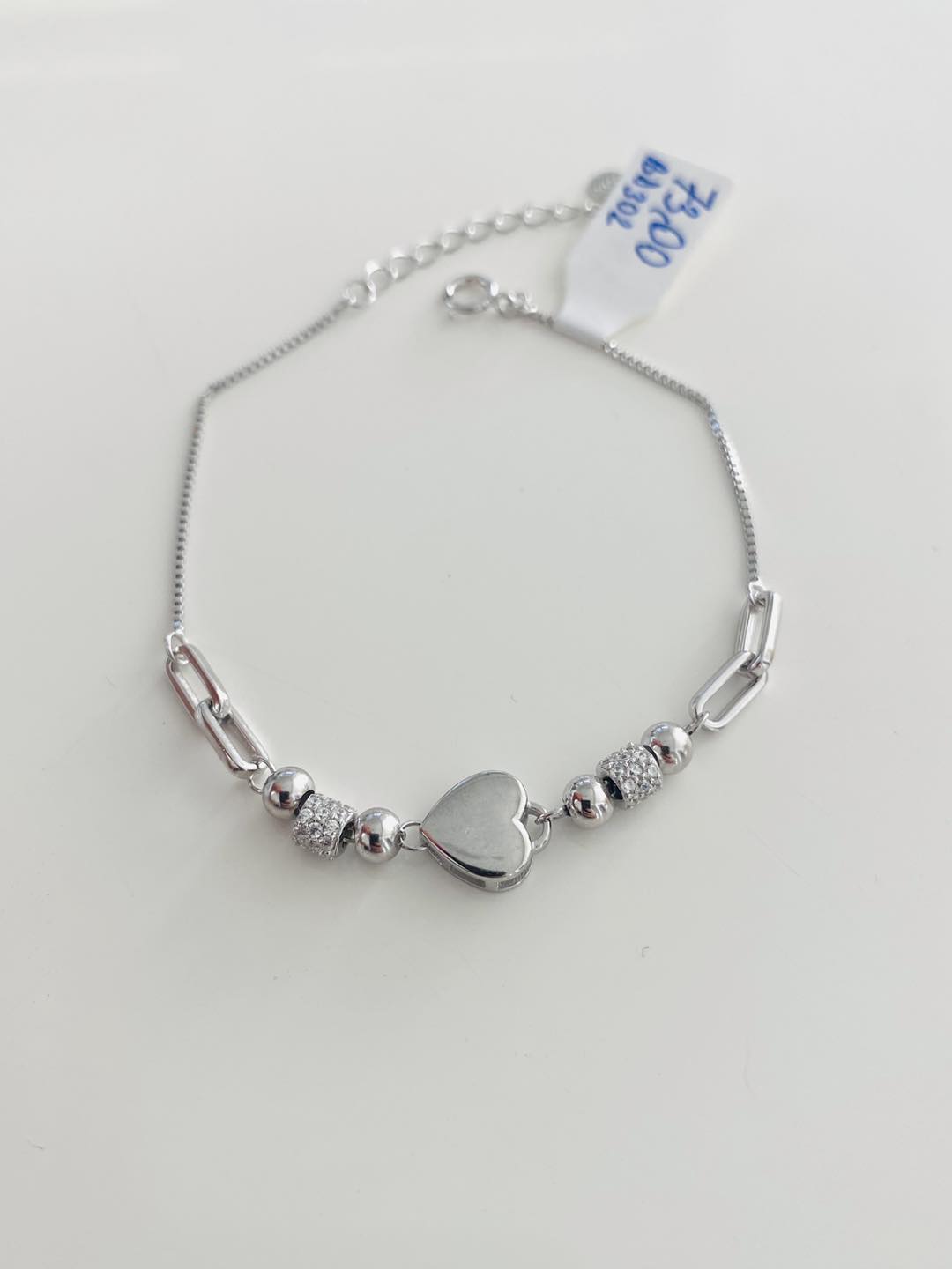 Brățară din Argint 925 Rodiat “Silver Heart Glow” cu Inimă și Biluțe – 3.05g