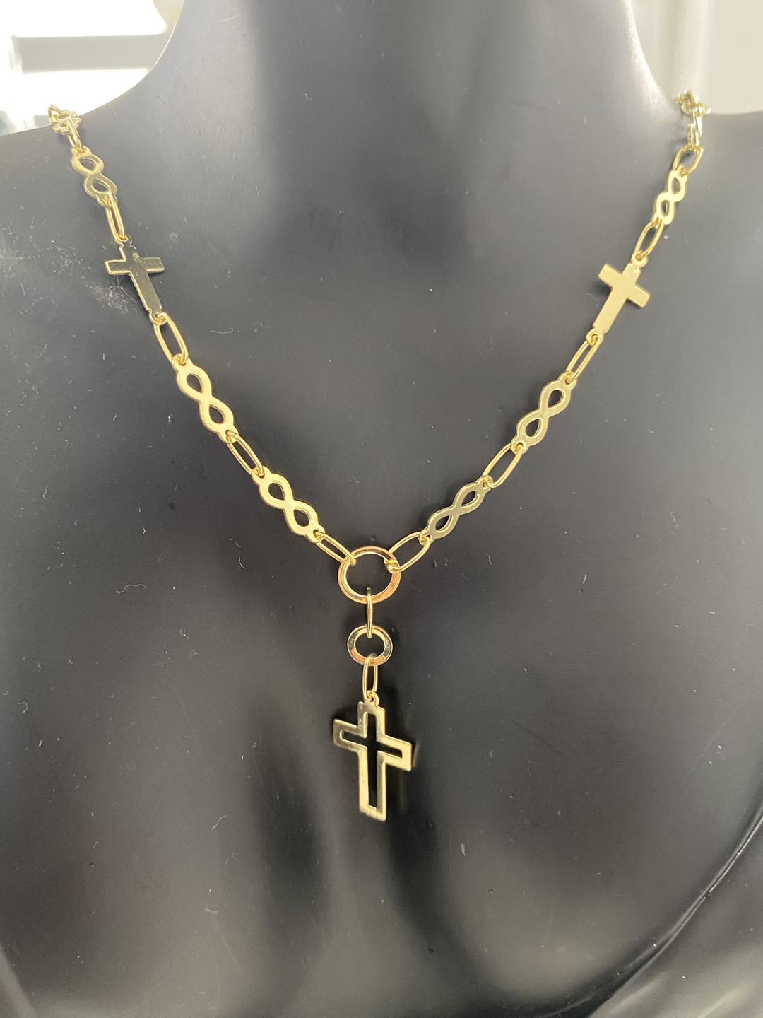 Lanț din Argint 925 Placat cu Aur 14K cu Simbol Infinit și Cruciulițe – 5.6g