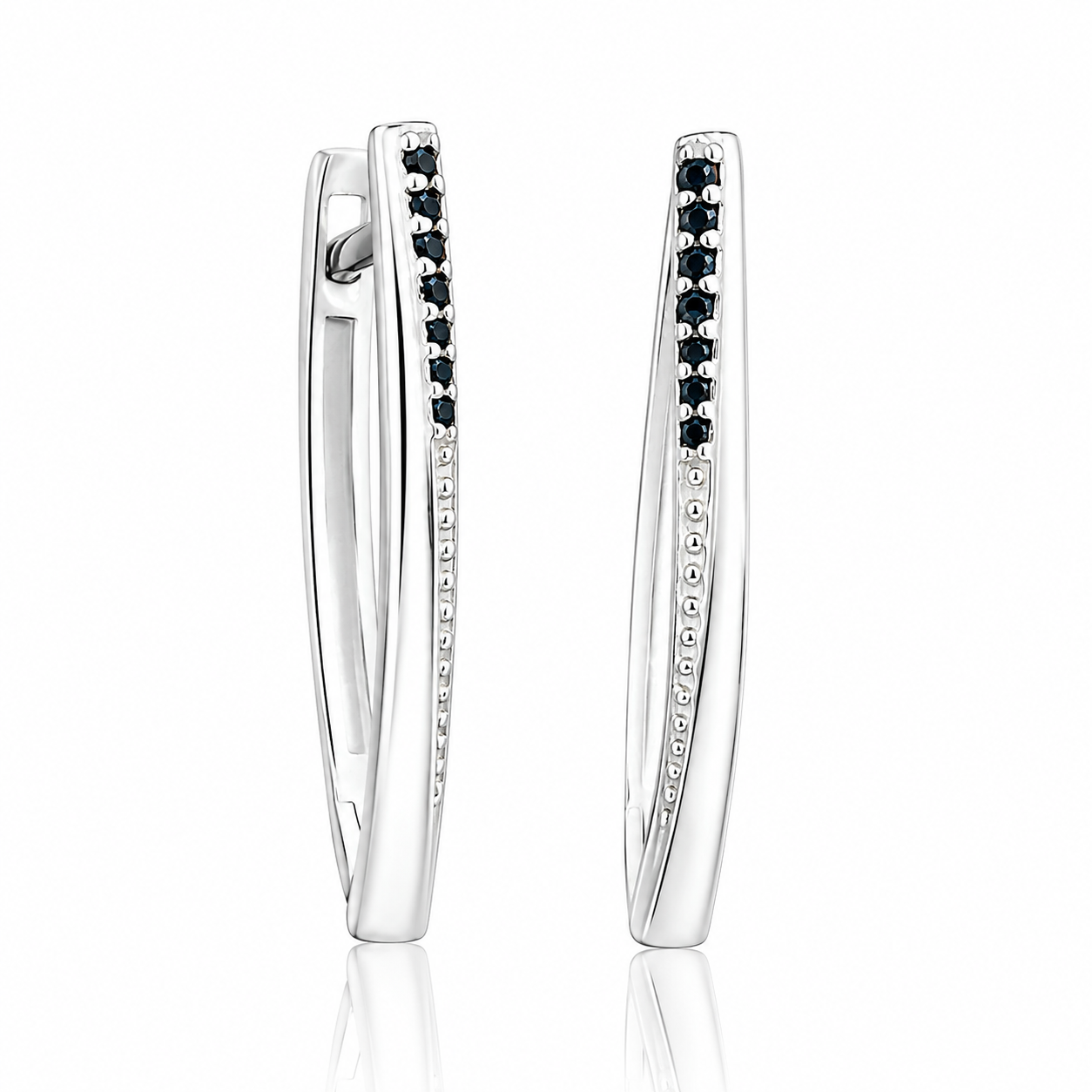 Cercei din Argint 925 „Noaptea Regală” cu Zirconii Negre – Eleganță Modernă, Închidere Englezească CD611