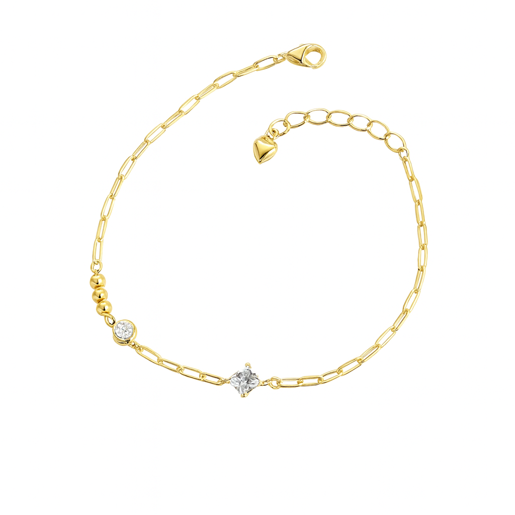 Brățară elegantă din argint 925 placat cu aur de 14K, design modern cu zirconiu. BD301