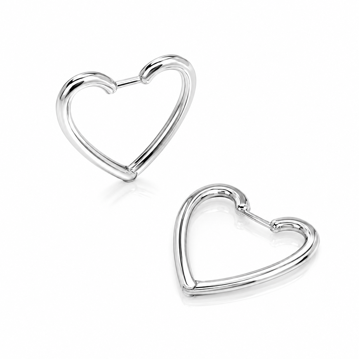 Cercei Inimă din Argint 925 – Eleganță Minimalistă, Design Modern 2x2 cm, 3.35g, Cadou Ideal Femei. CD592