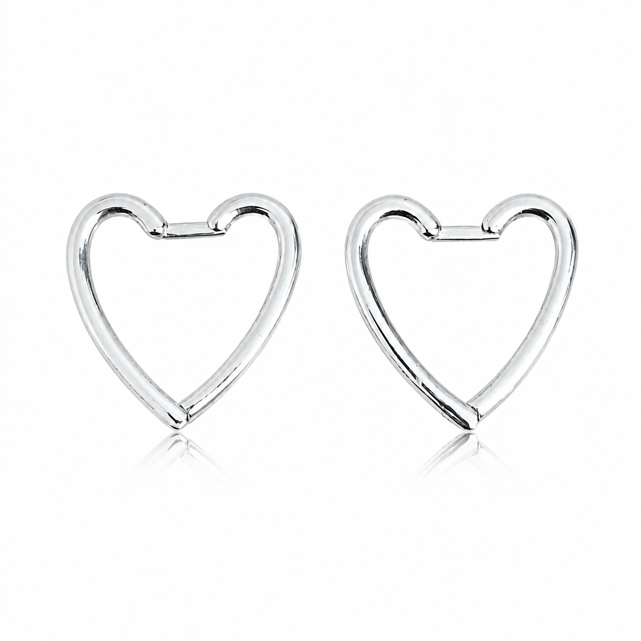 Cercei Inimă din Argint 925 – Eleganță Minimalistă, Design Modern 2x2 cm, 3.35g, Cadou Ideal Femei. CD592