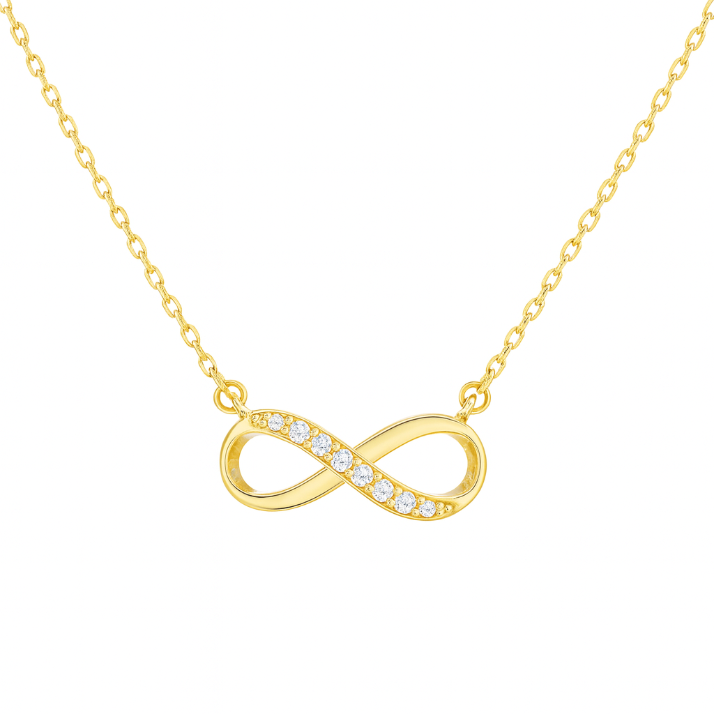 Colier Infinit din Argint 925 Placat cu Aur de 14K, Model Elegant cu Lungime Ajustabilă. C220