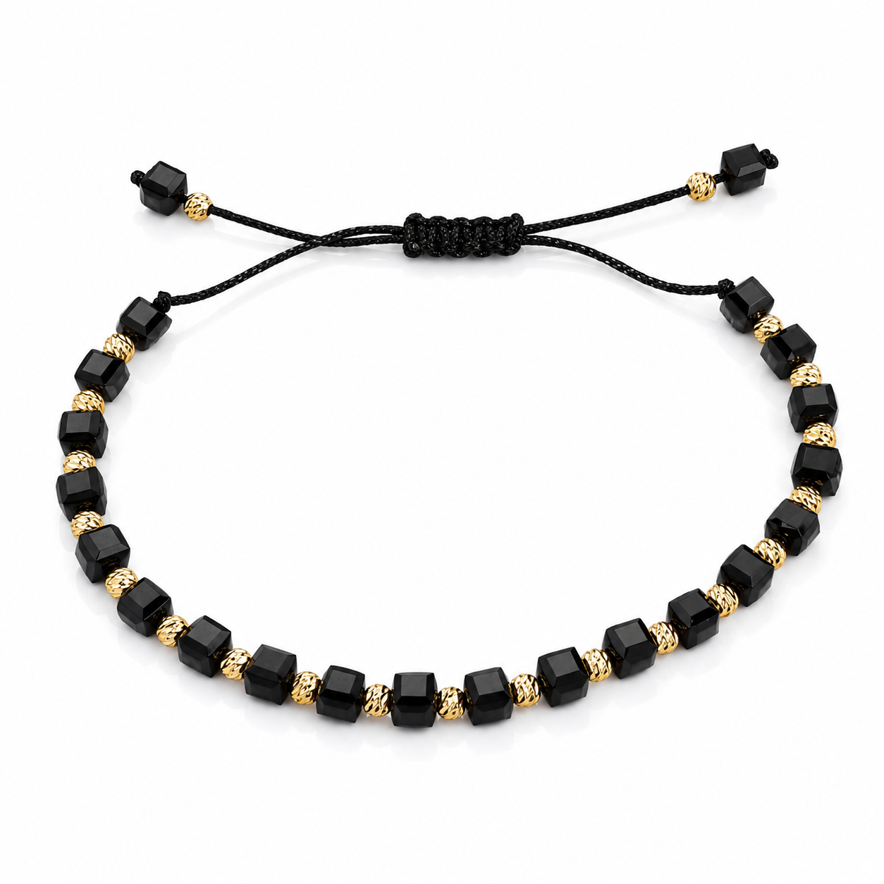 Brățară Unisex Handmade din Argint 925 Placat cu Aur 14K, 21 Biluțe – Reglabilă pe Șnur, Design Elegant Minimalist – Livrare Rapidă în România | InfinityBijoux. BS1