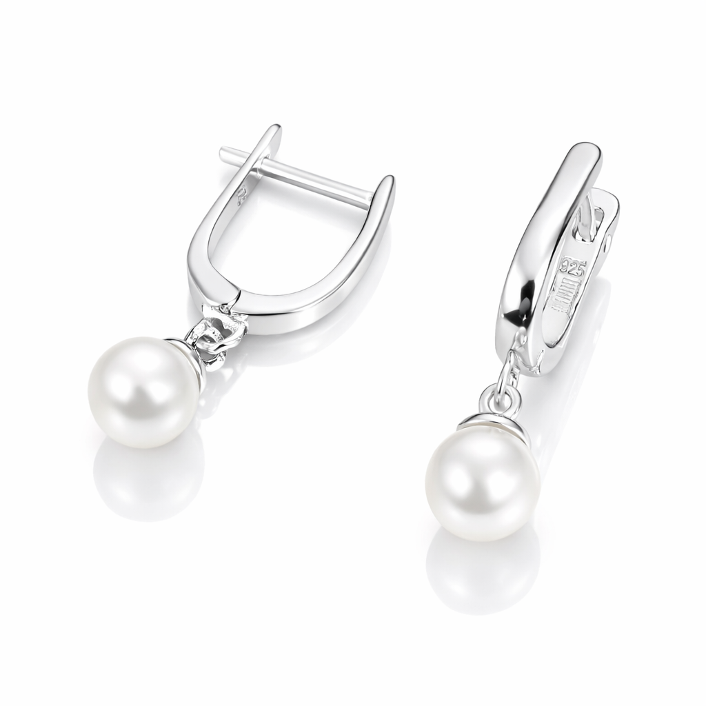Cercei din Argint 925 „Perla Luminii” – Eleganță Clasică cu Perlă Albă. CD547