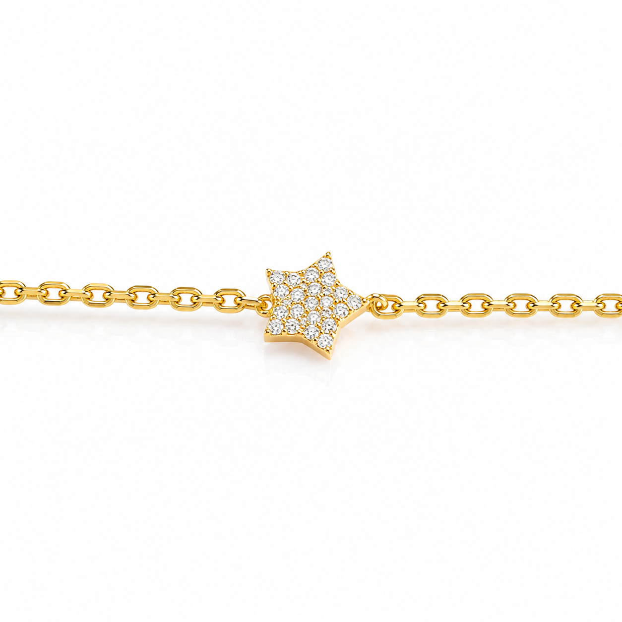 Brățară din Argint 925 Placată cu Aur „Steaua Dorințelor” cu Zirconii – 13 + 3 cm BD467