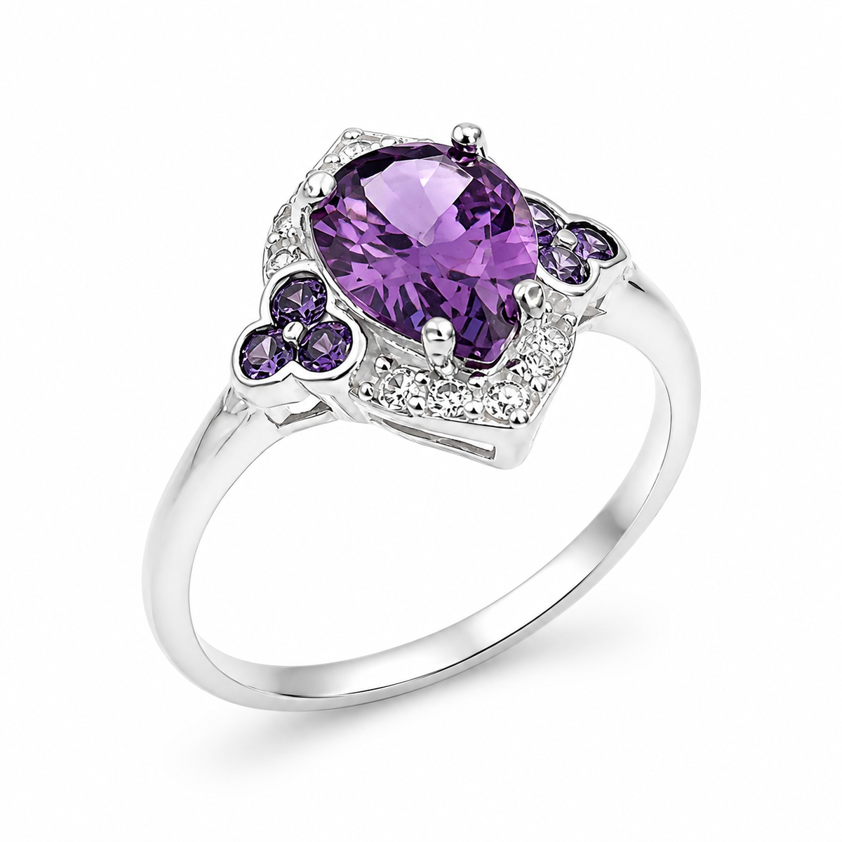 Inel Damă „Violeta Imperial” din Argint 925 cu Piatră Mov și Zirconii