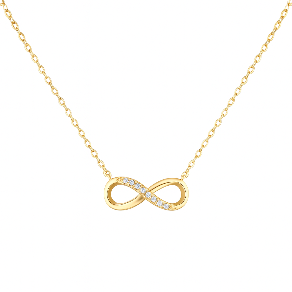 Colier Infinit din Argint 925 Placat cu Aur de 14K, Model Elegant cu Lungime Ajustabilă. C220