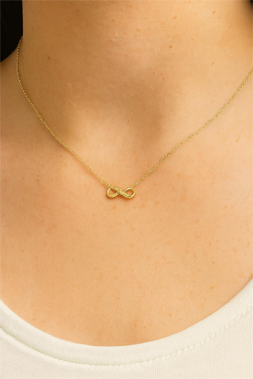 Colier Infinit din Argint 925 Placat cu Aur de 14K, Model Elegant cu Lungime Ajustabilă. C220