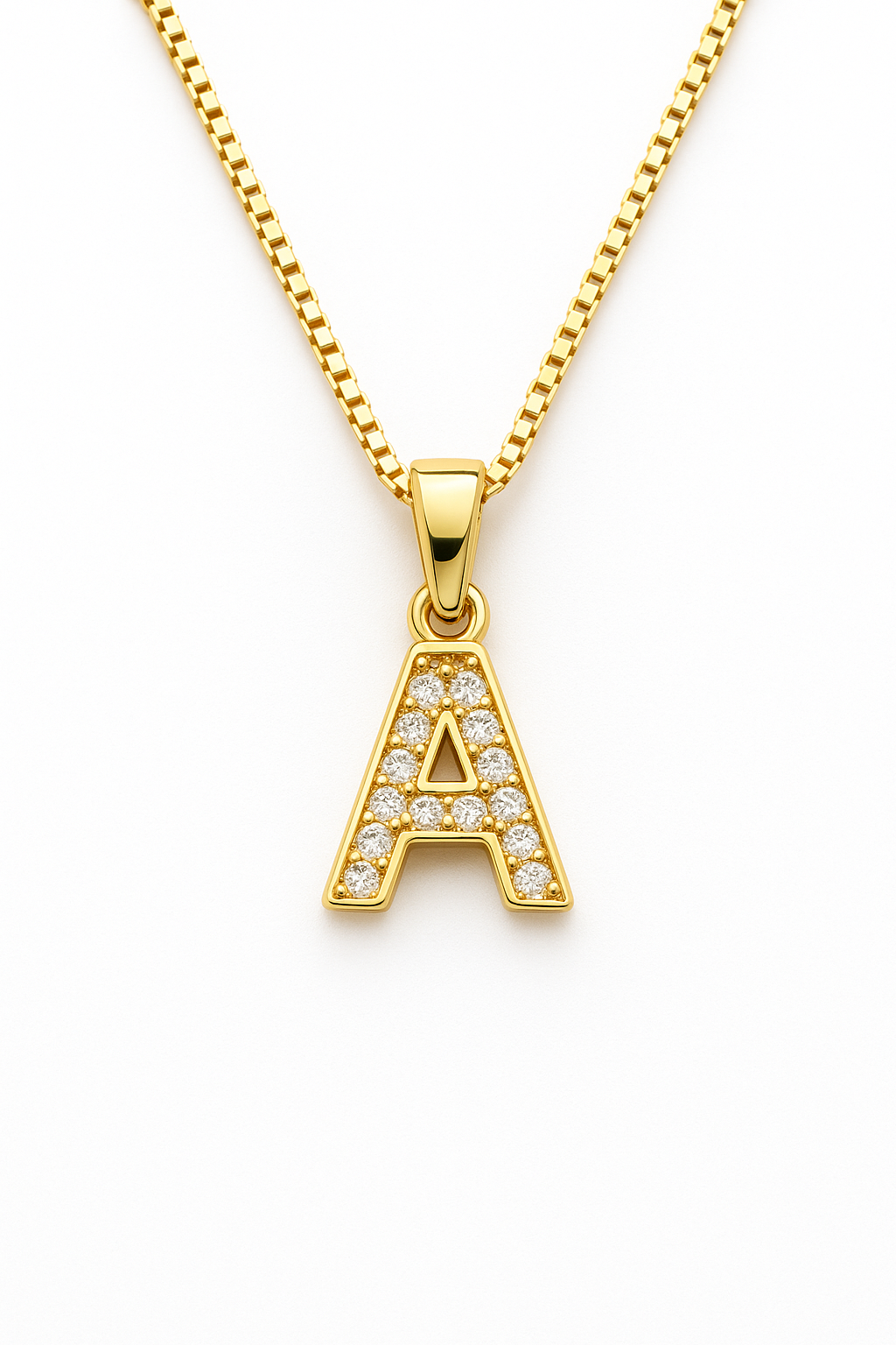 Colier argint placat cu aur 14k litera A
