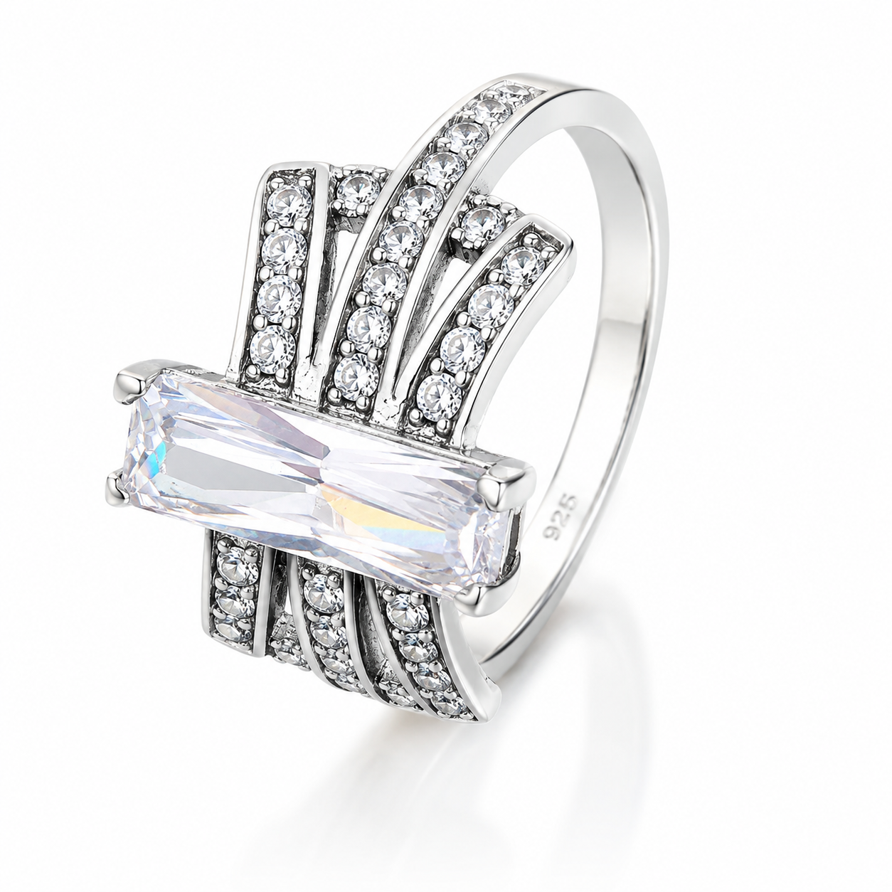 Inel din Argint 925 „Raze de Lumină” – Zirconii Strălucitoare, aprox. 2,30 g ID558