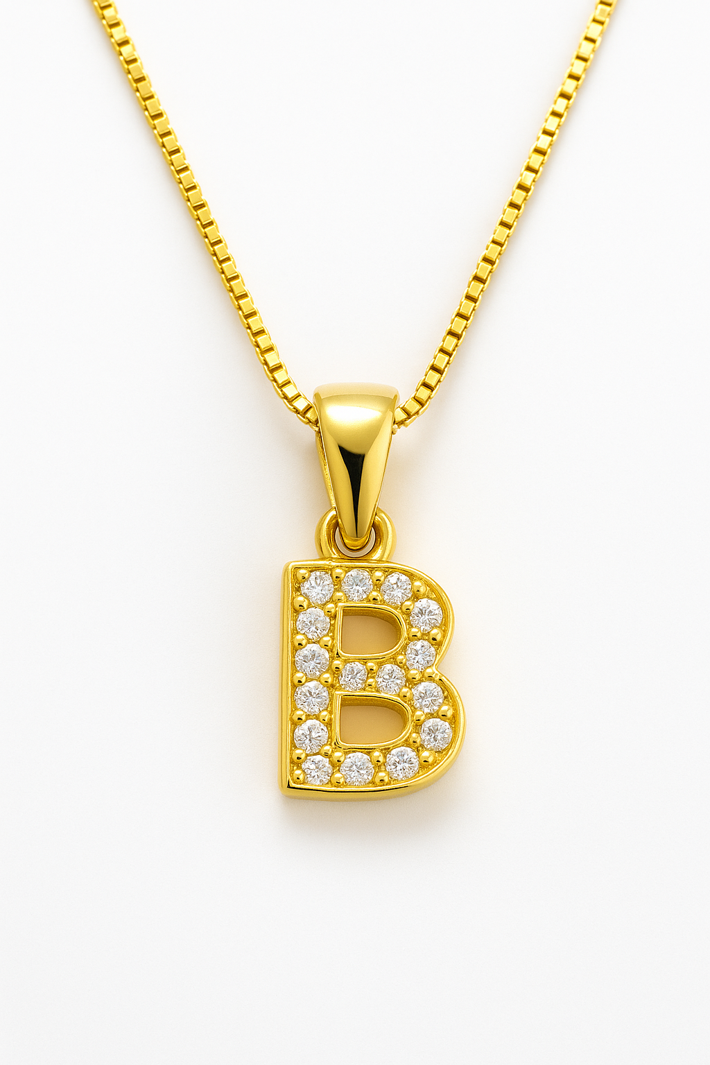 Lantisor argint placat cu aur 14k litera B
