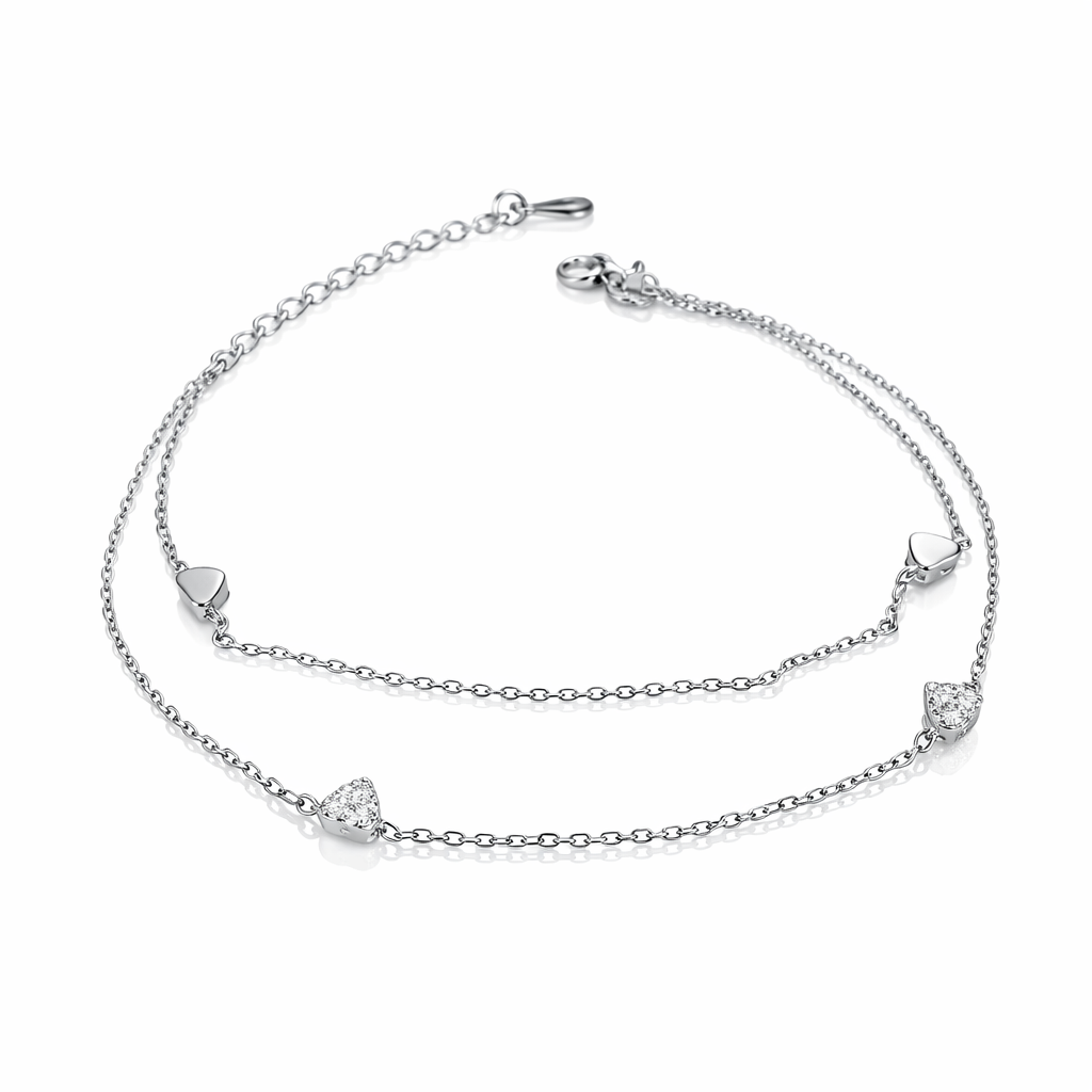 Bijuterie brățară argint 925 rodiată cu inimă și zirconiu, design minimalist și feminin