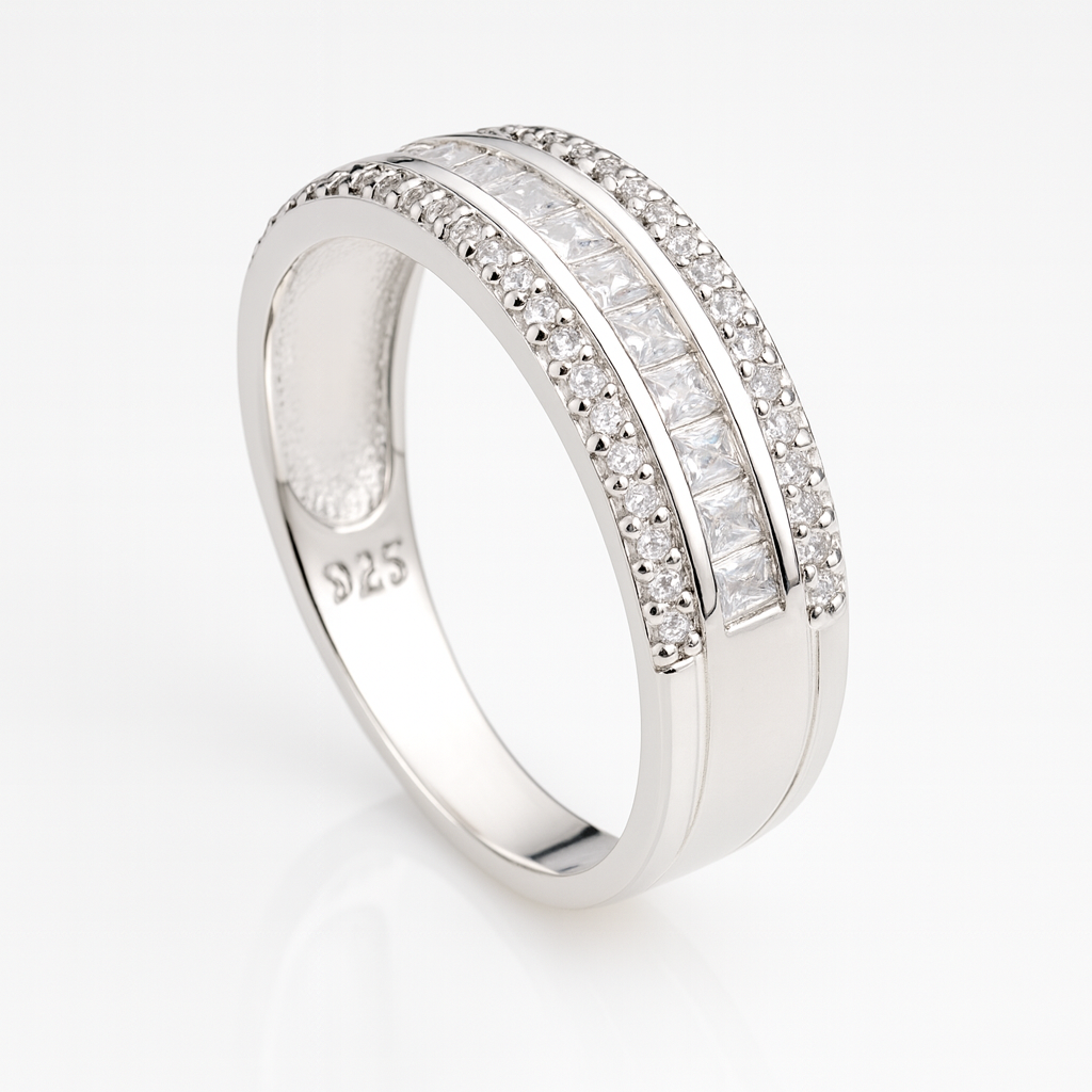Bijuterie damă din Argint 925 cu zirconii multiple, inel fashion sofisticat