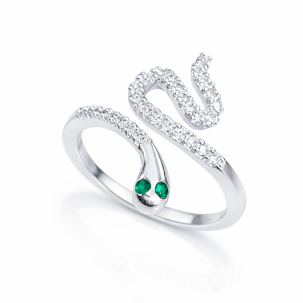Bijuterie tip inel șarpe argint 925 pentru femei, model ajustabil elegant