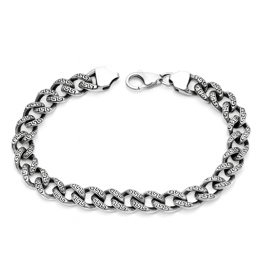 Brățară argint bărbați stil Cuban, purtabilă pe ambele fețe – InfinityBijoux