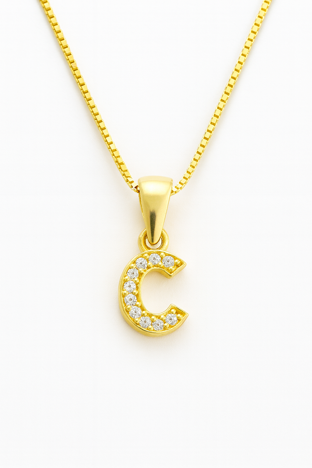 Colier argint placat cu aur 14k litera C