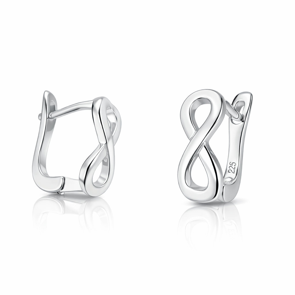 Cercei din argint 925 lucios model Infinity, accesorii rafinate pentru purtare zilnică
