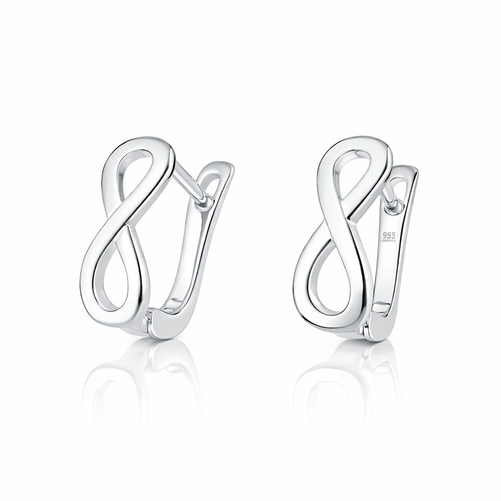 Cercei din argint 925 model infinit, dimensiune 14x6 mm, bijuterii elegante pentru femei