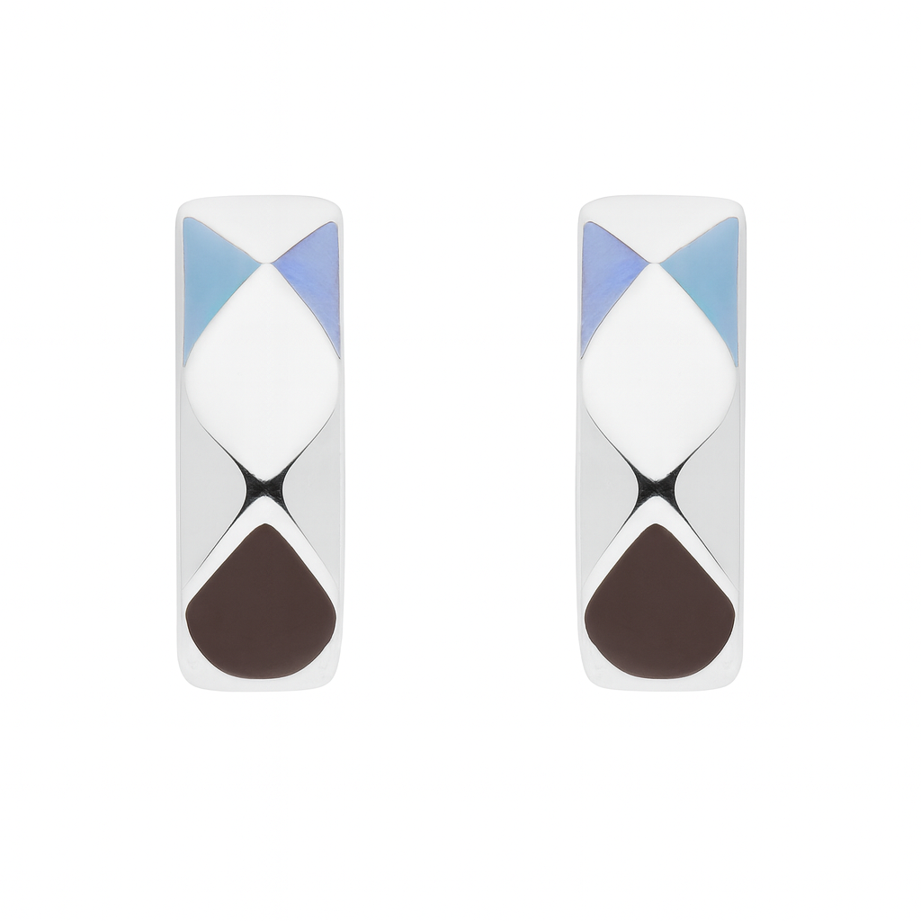 Cercei eleganți din argint 925 cu design geometric curbat – accesorii premium