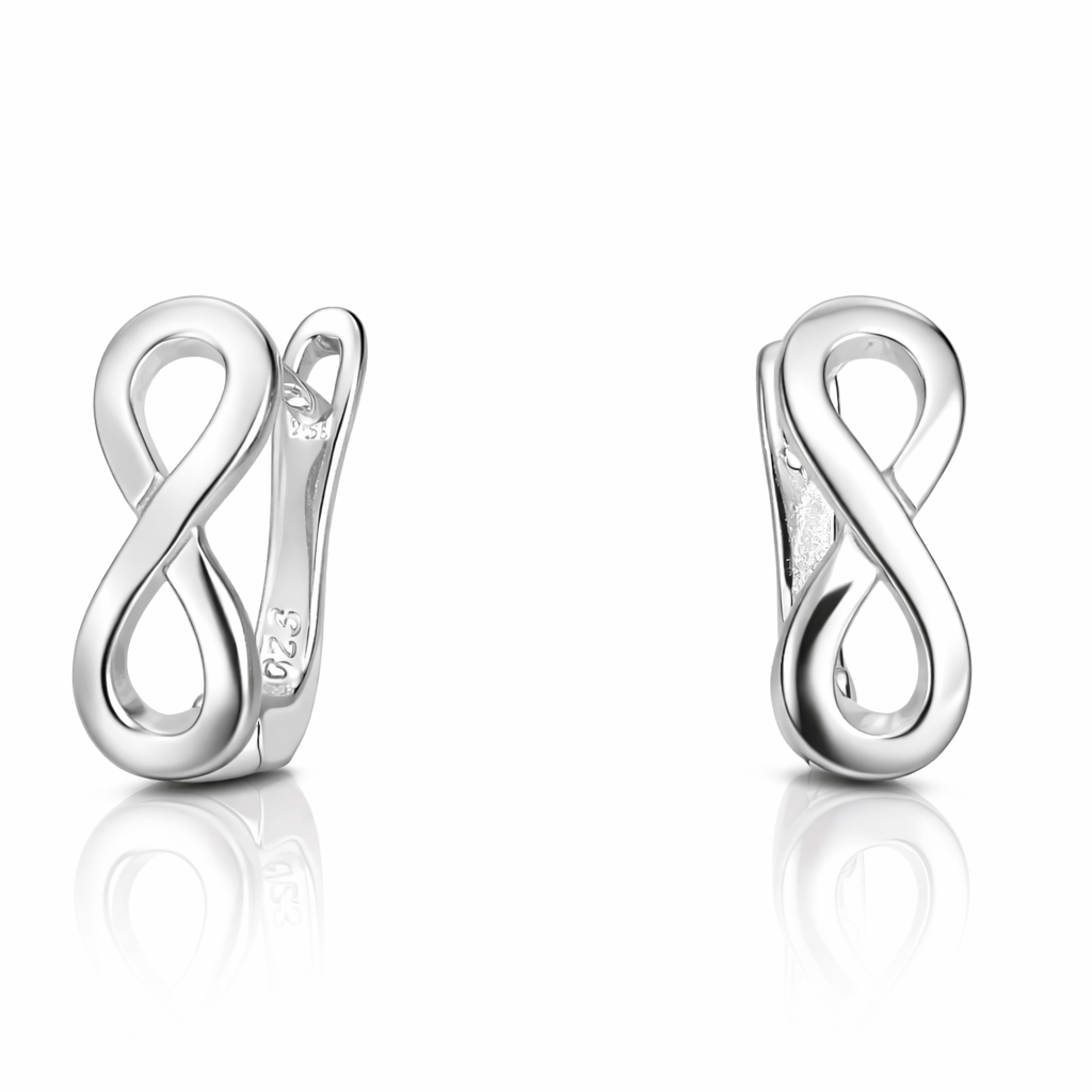 Cercei mici din argint 925 cu simbol infinit, design modern și prindere sigură