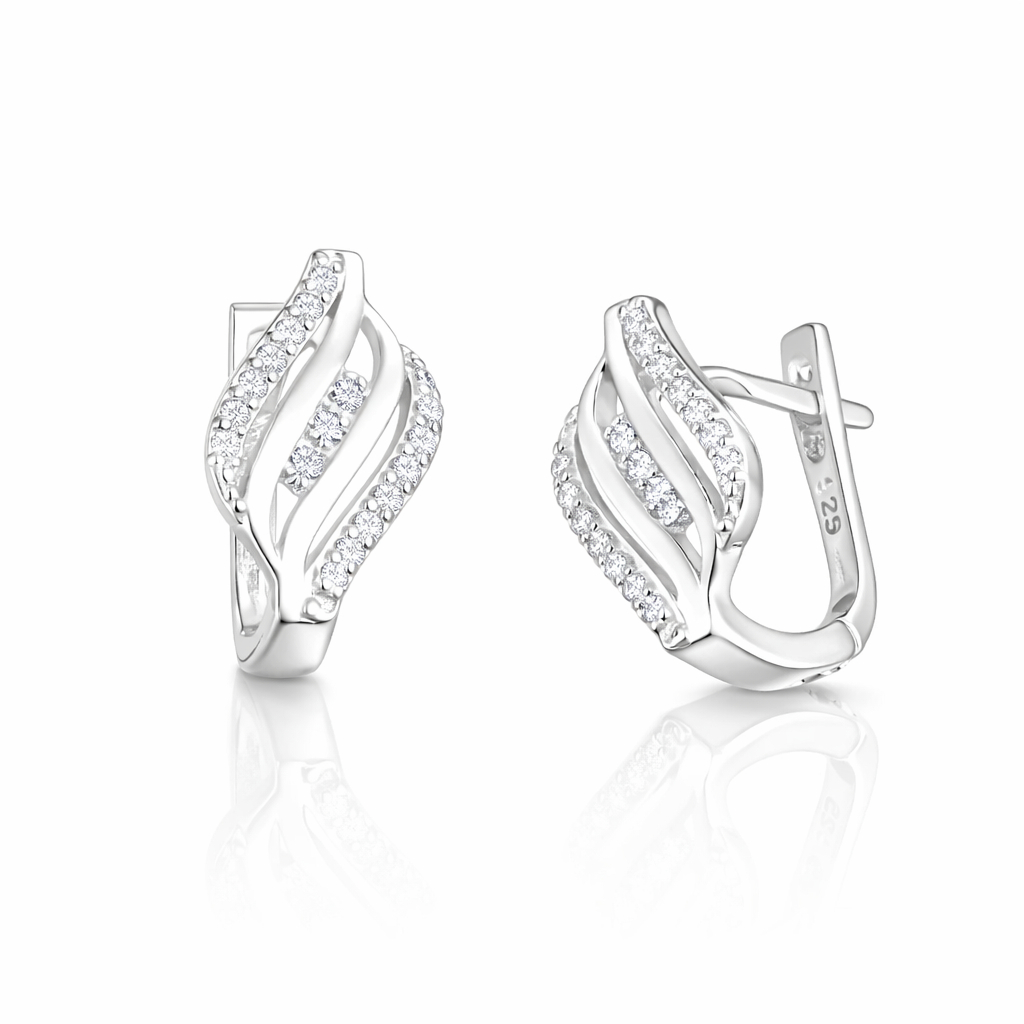 Cercei mici din argint 925 cu zirconii, ideali pentru cadou elegant