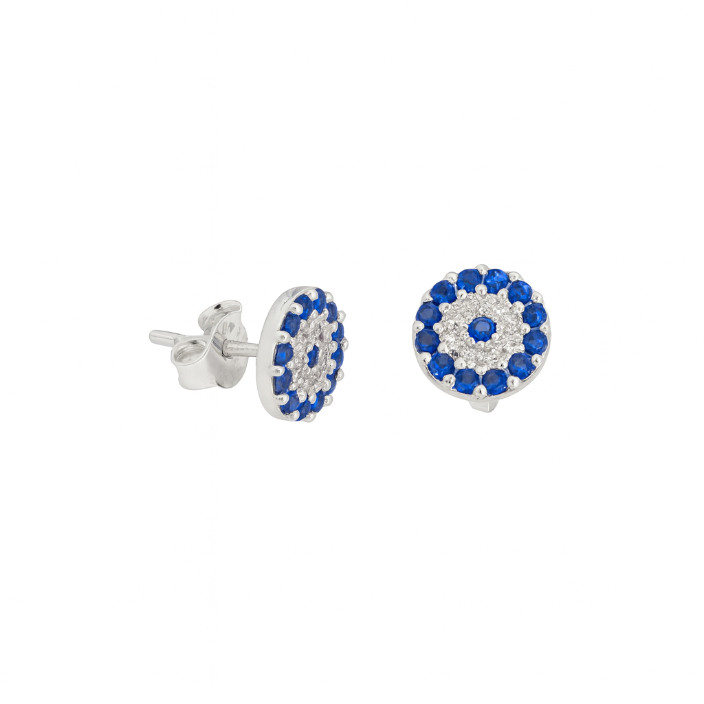 Cercei stud din argint 925 cu zirconii albastre – bijuterii cadou InfinityBijoux