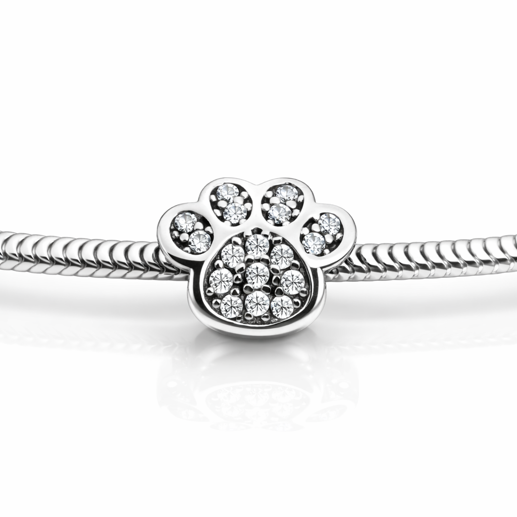Charm lăbuță din argint 925 cu zirconii strălucitoare, compatibil cu brățară Pandora