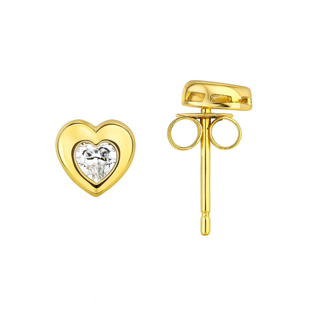 Cercei inima argint placat cu aur 14k