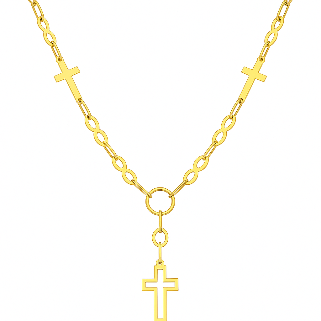 Lant argint 925 placat cu aur infinit si cruciulite