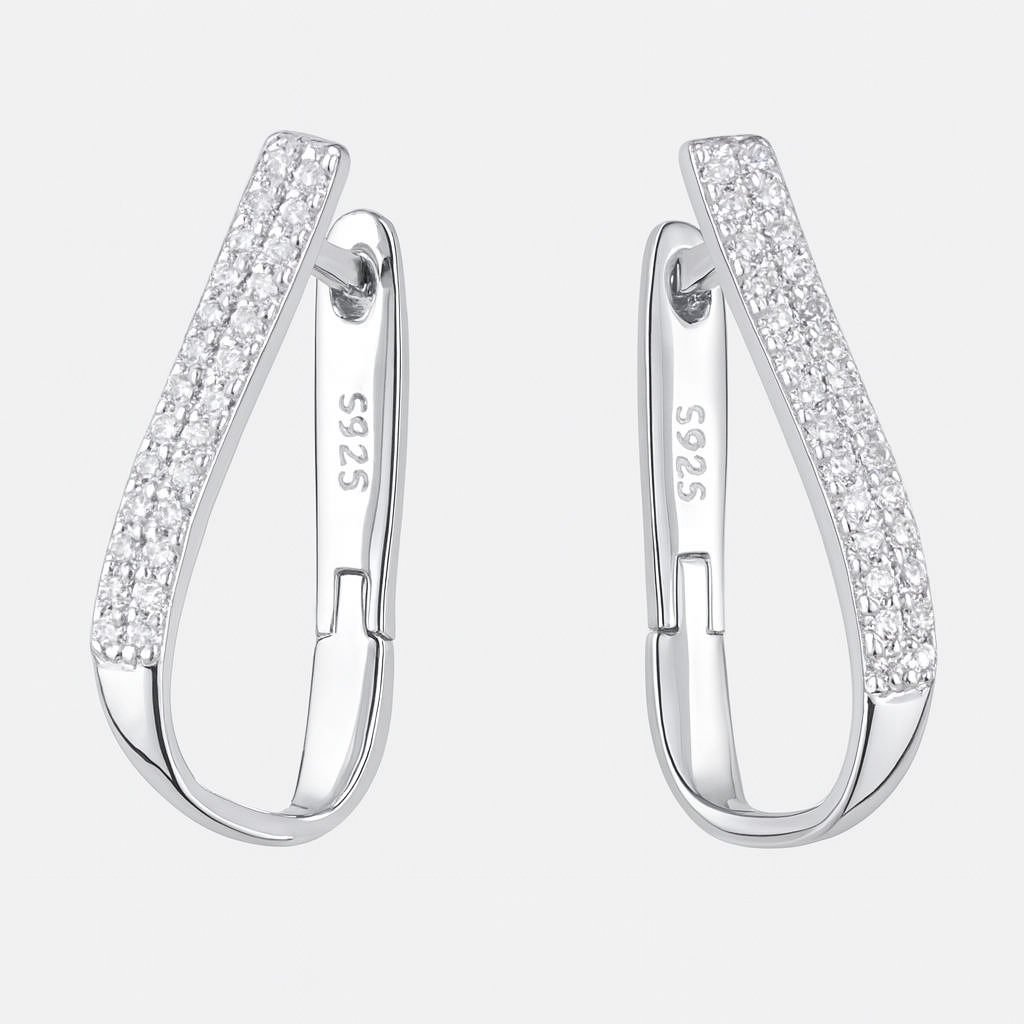 Cercei eleganti argint 925 rodiat cu zirconii