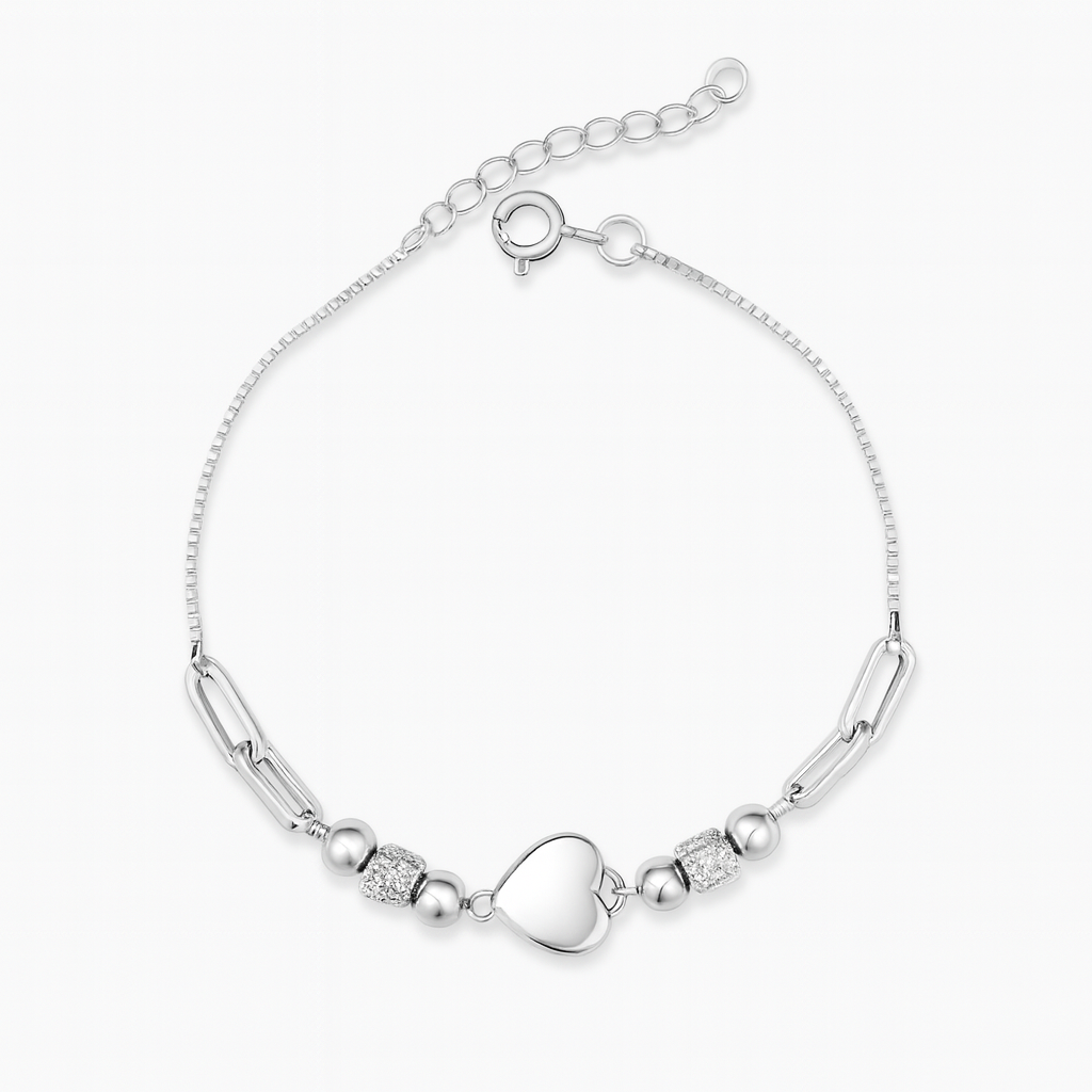 Bratara argint 925 rodiat silver heart glow