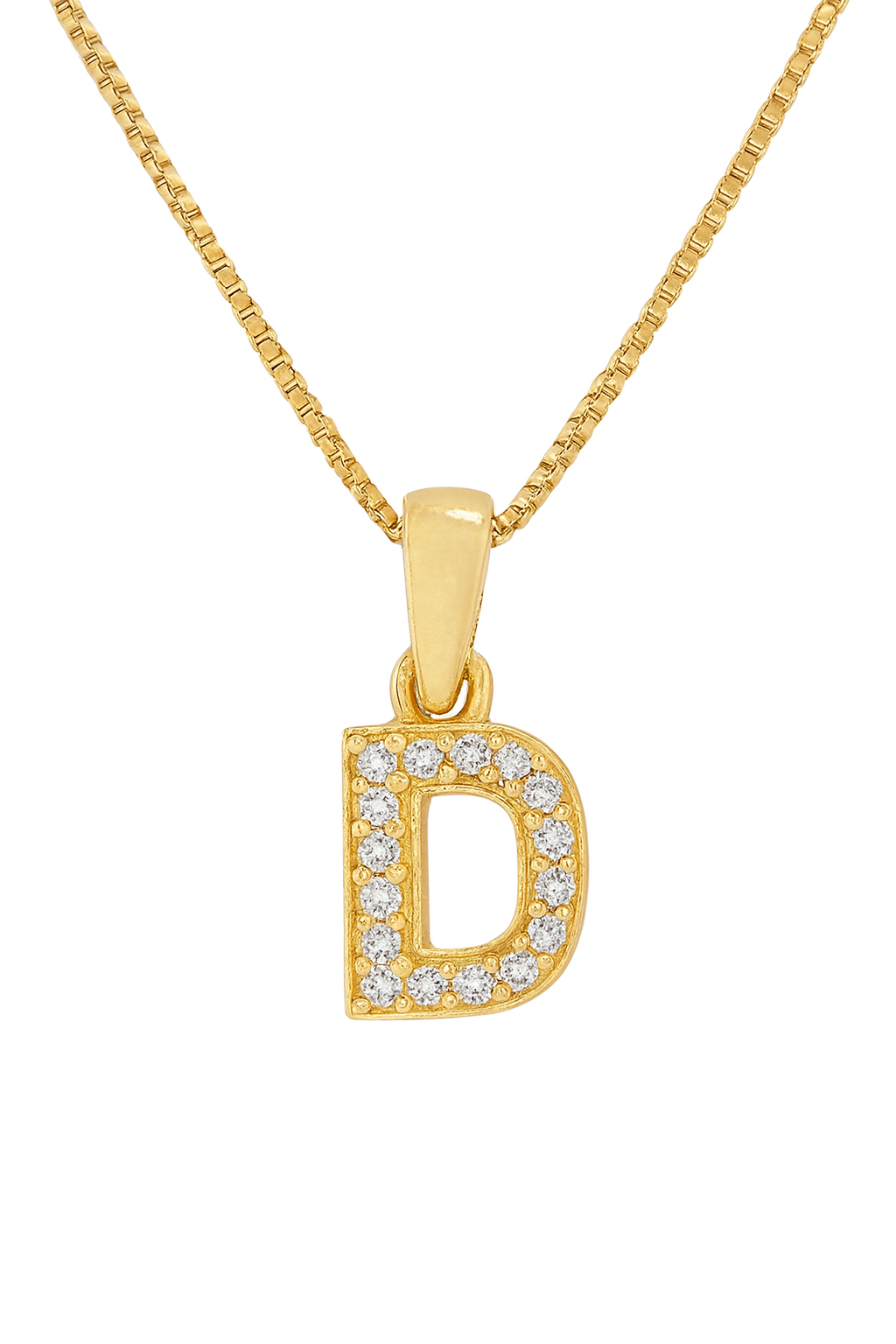 Colier argint placat cu aur 14k litera D