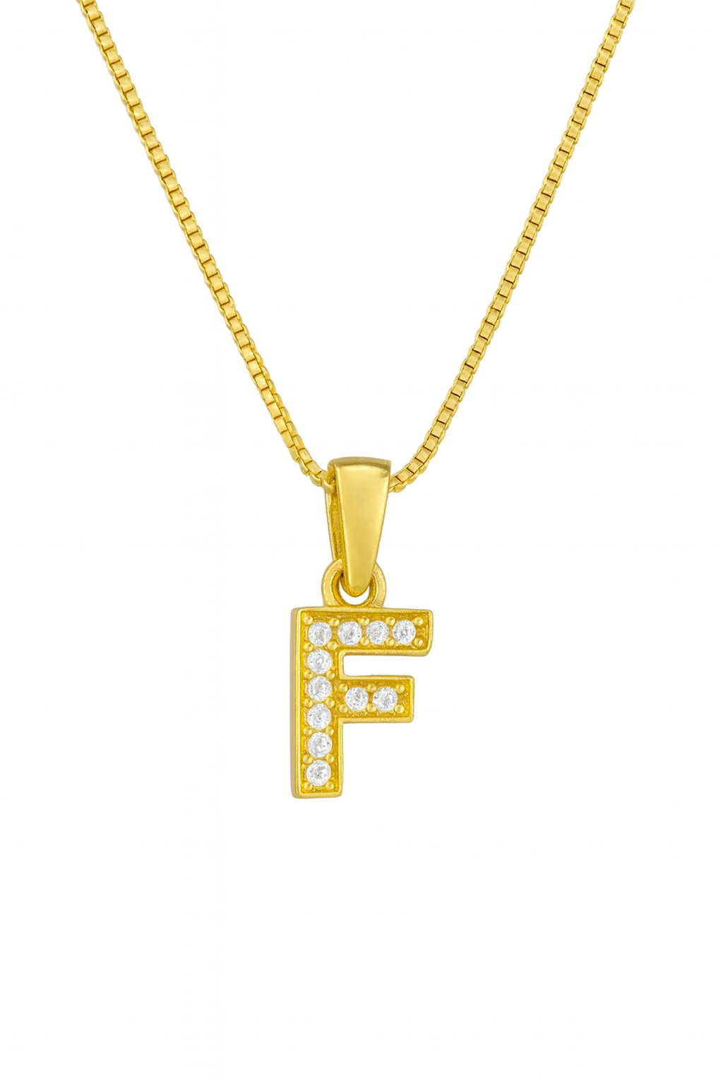 Colier argint placat cu aur 14k litera F