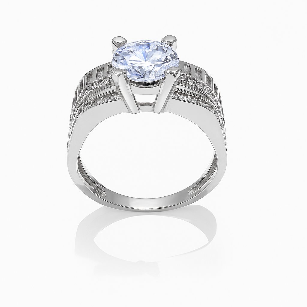 Fotografie produs e-commerce: inel de logodnă din argint 925 rodiat, 3.92 g, cu piatră elegantă