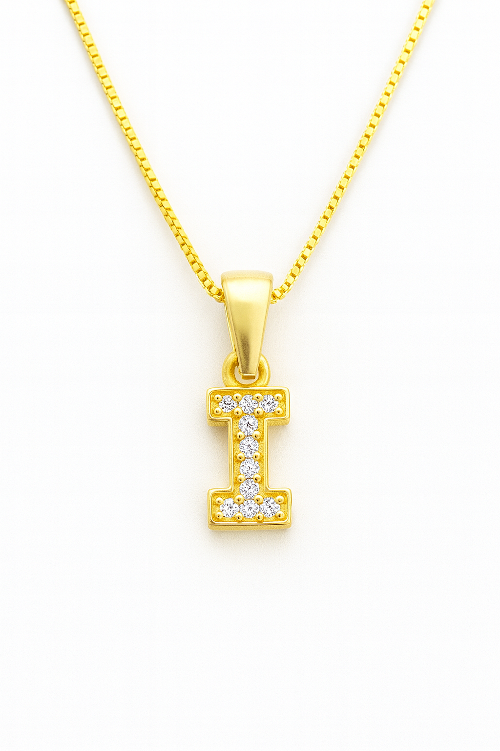 Colier argint placat cu aur 14k litera I