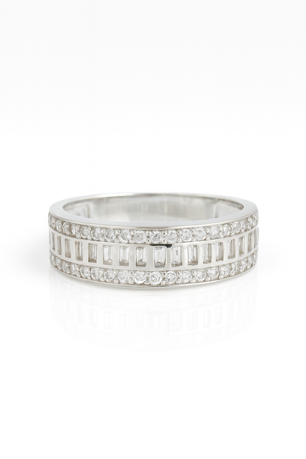 Inel argint 925 modern și elegant, finisaj lucios și design geometric cu pietre zirconia – bijuterii InfinityBijoux