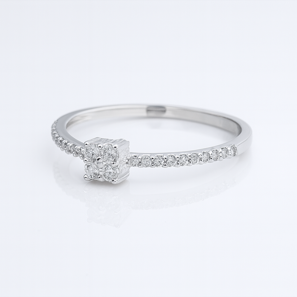 Inel de logodnă din argint 925 cu zirconii în montură cluster, model elegant Infinity Bijoux