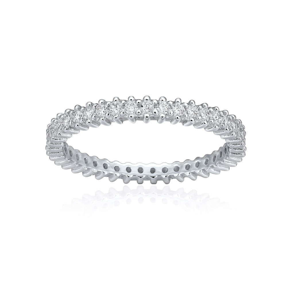 Inel elegant din argint 925 rodiat, model Eternity cu strălucire intensă