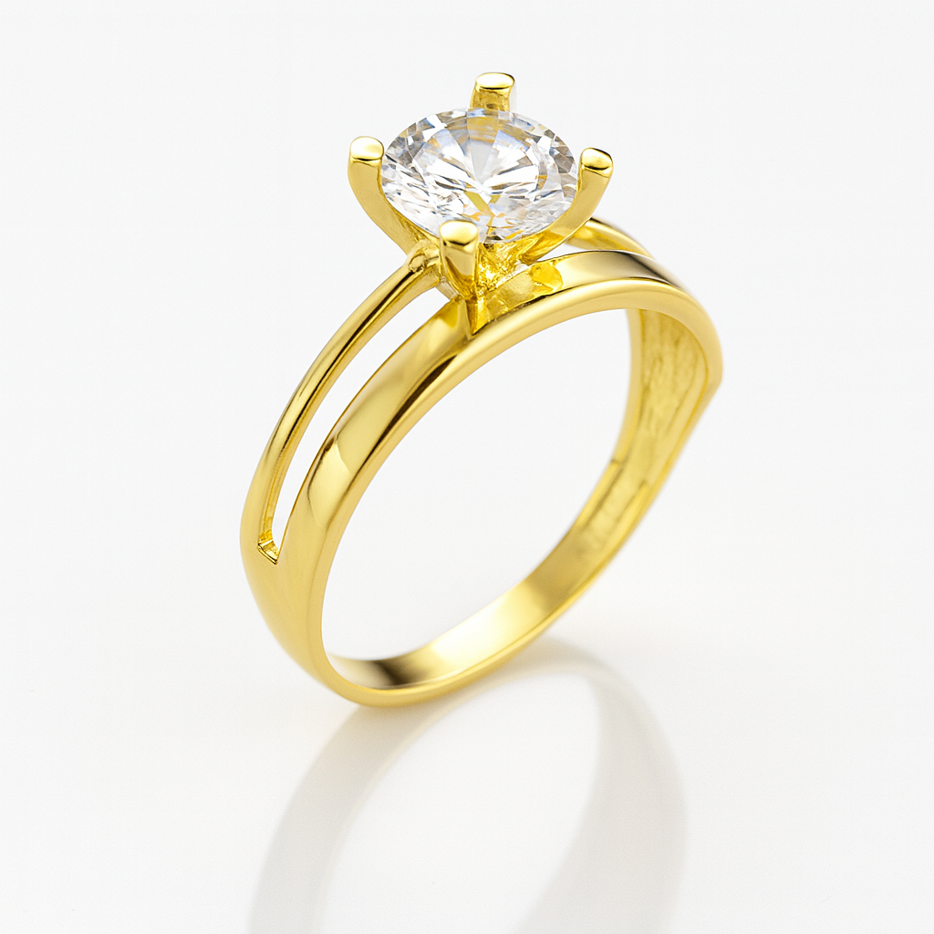 Inel strălucitor pentru damă cu piatră tip diamant și design modern