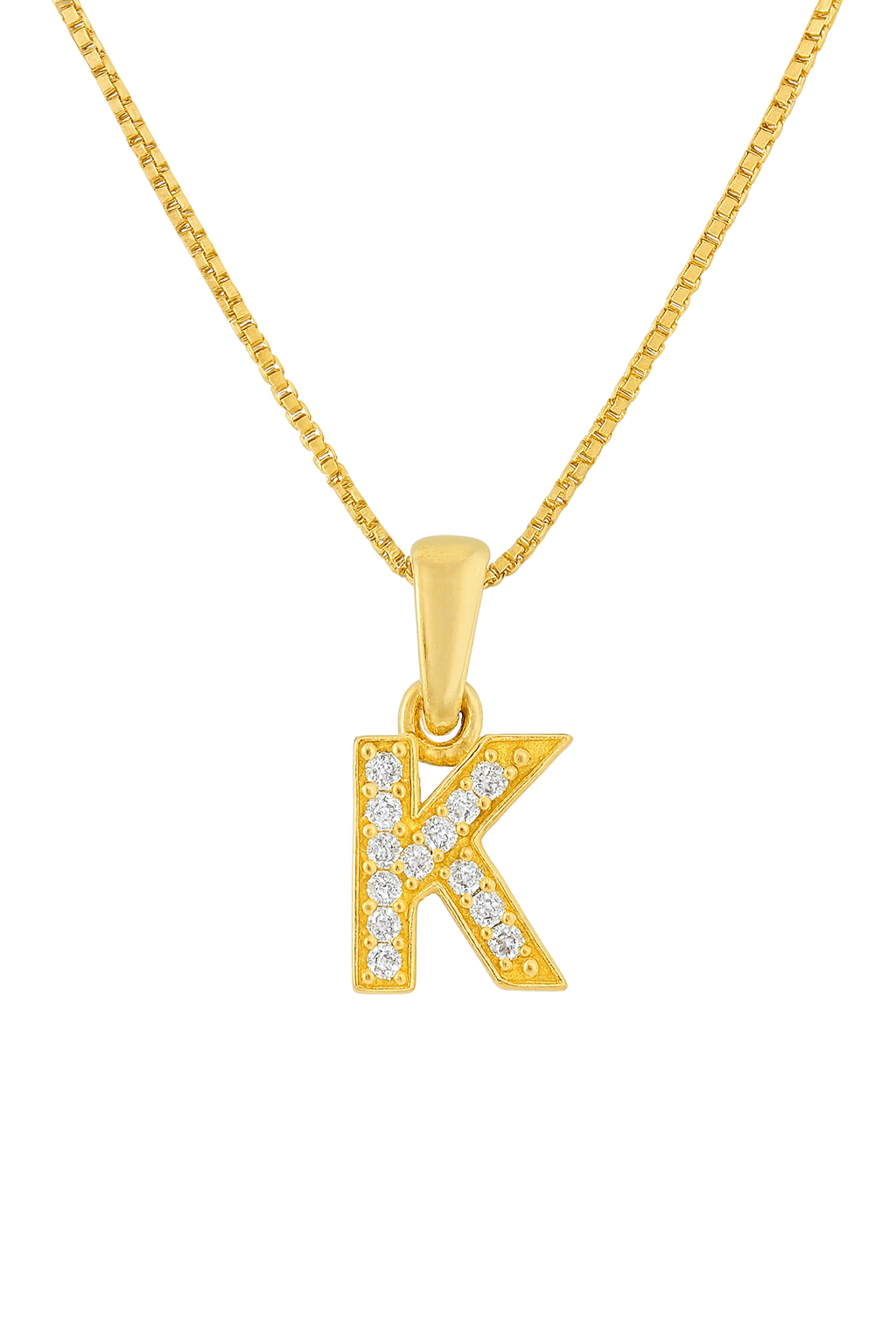 Colier argint placat cu aur 14k litera K