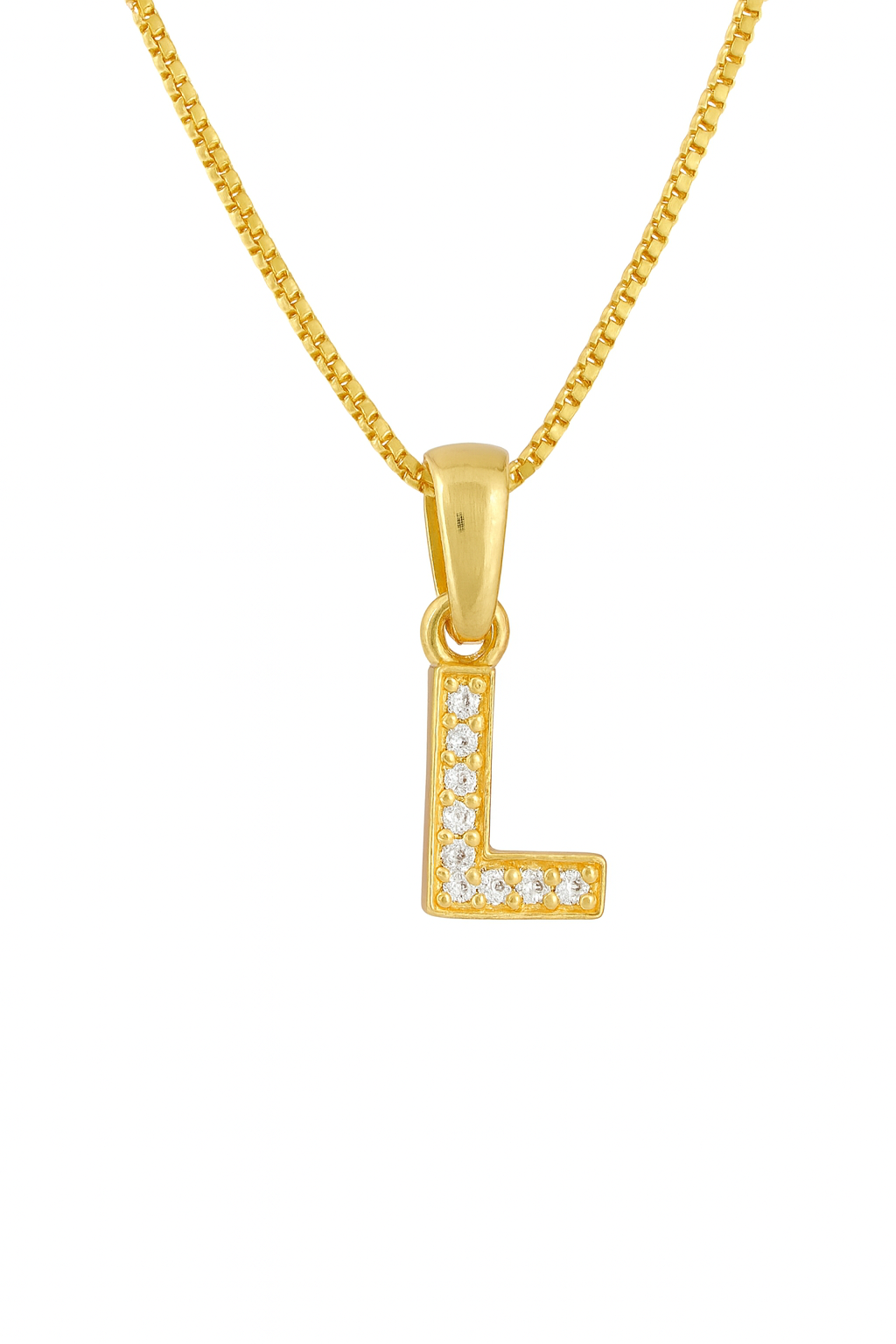 Colier argint placat cu aur 14k litera L