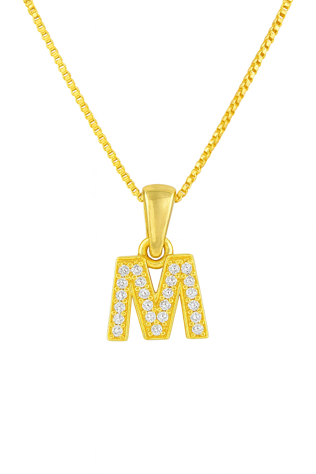 Colier argint placat cu aur 14k litera M