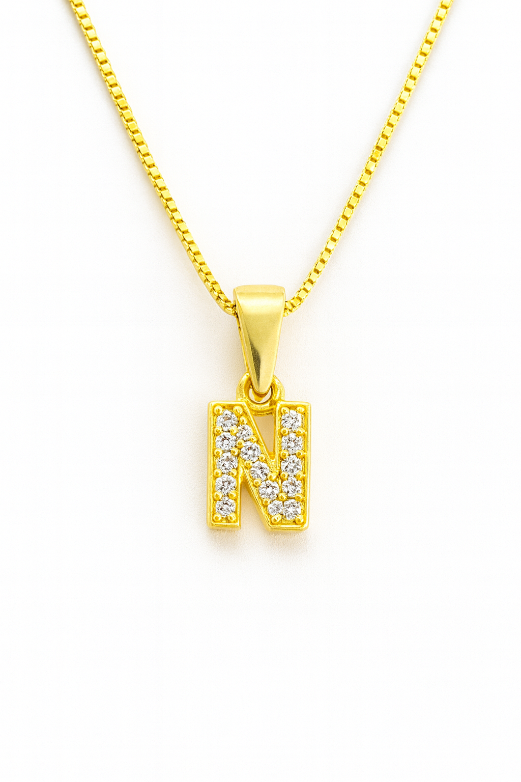 Colier argint placat cu aur 14k litera N