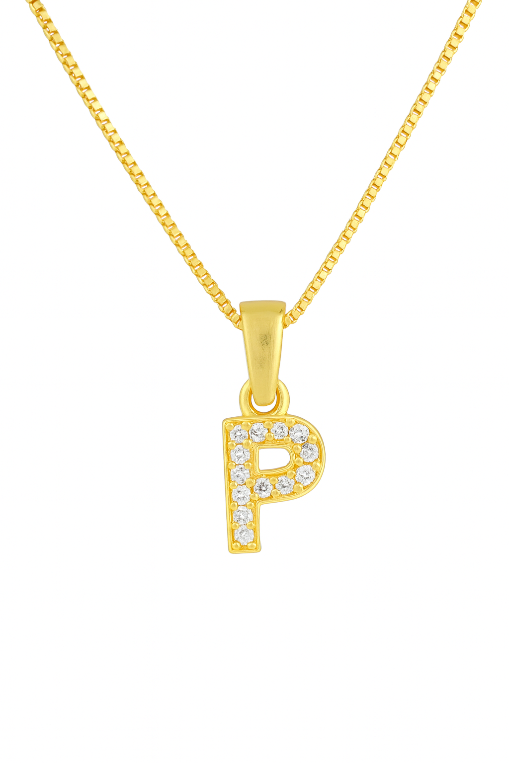 Colier argint placat cu aur 14k litera P