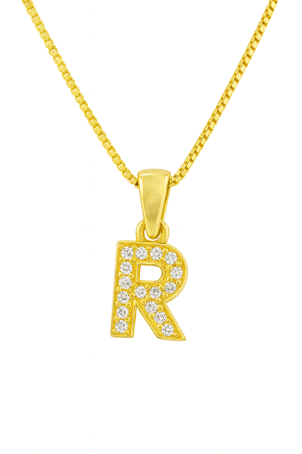Colier argint placat cu aur 14k litera R