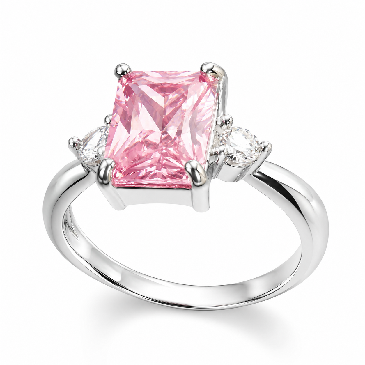 Inel din Argint 925 „Prințesa Rozalie” – cu Piatră Roz 9x7 mm și Zirconii Strălucitoare. ID543