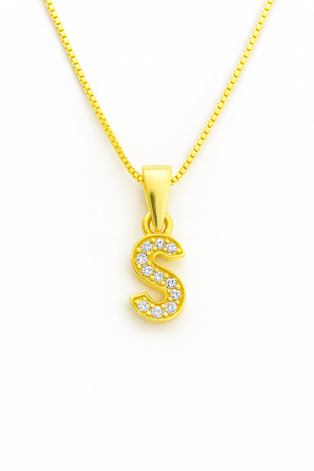 Colier argint placat cu aur 14k litera S